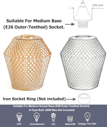 2Pcs Small Glass Lamp Shades (2 Count)