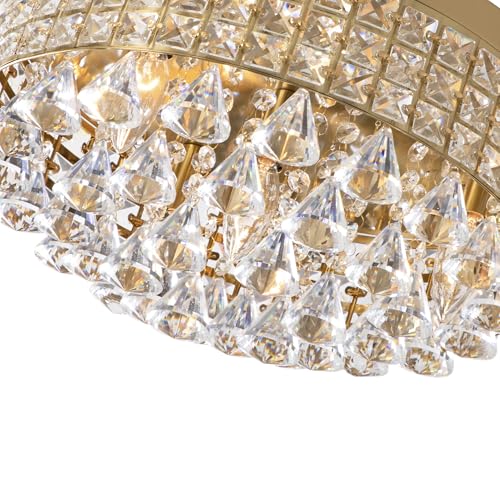 4 Lights Brass Crystal Chandelier