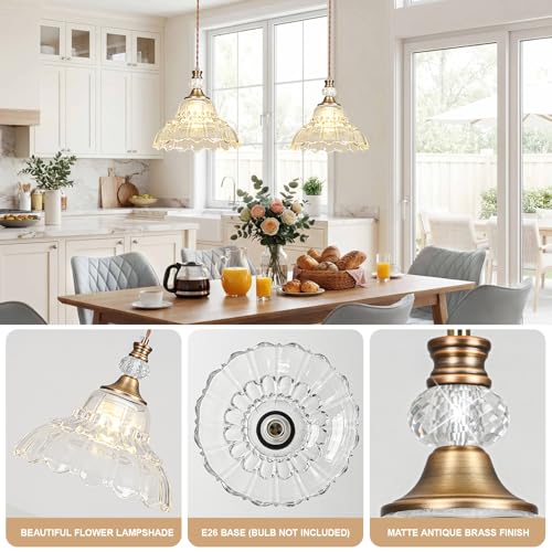 1 Piece Vintage Chandelier in Matte Antique Brass Finish with Flower (1-Light / Antique Brass)