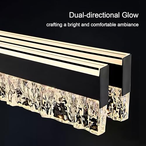 Black Modern Chandelier for Dining Room 47in Led Linear Pendant Lights Kitchen Island Lighting Minimalist Dimmable Ceiling Hanging Pendant Chandelier Light Fixture with Remote