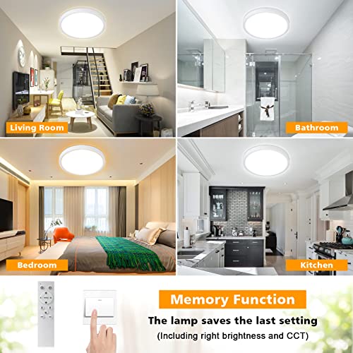 Dimmable LED Flush Mount Ceiling Light with Remote Control