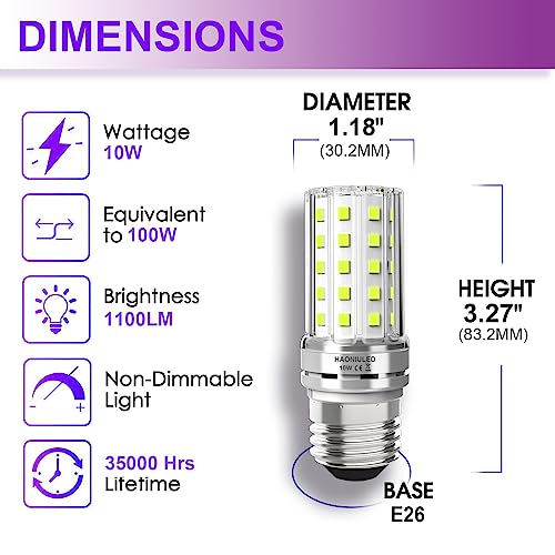 E26 led Light Bulb 10W 6500K Daylight White 1100 Lumen (3 Count)