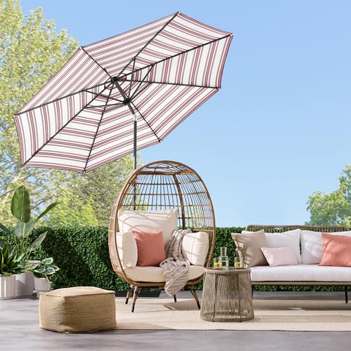 10ft Solar Polyester LED Lighted Patio Umbrella w