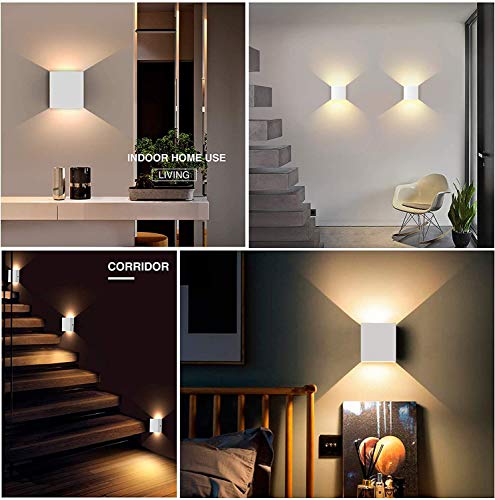 White Mini Metal 10W Warm White Hardwired Up Down LED Wall Sconce (2 Count)