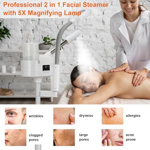 Professional Facial Steamer with 5X Magnifying Lamp