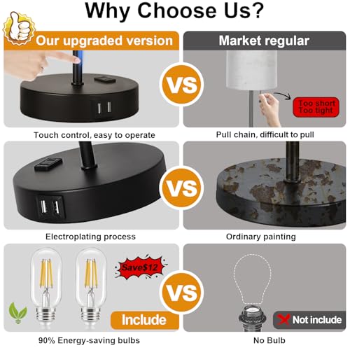 Set of 2 Touch Control Table Lamps