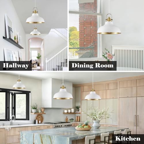 White and Gold Pendant Light (2 Count)