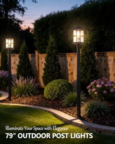 79″ Outdoor Lamp Post Light with Warm Bulb