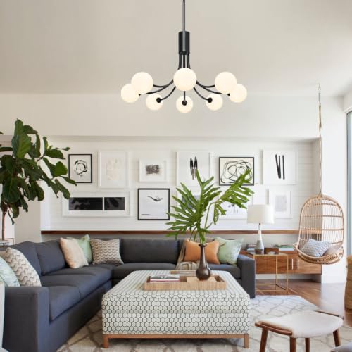 8 Light Mid Century Chandelier Sputnik Globe Light Fixture for Dining Room