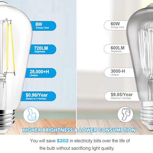 ST58 E26 LED Light Bulbs (4 Count)
