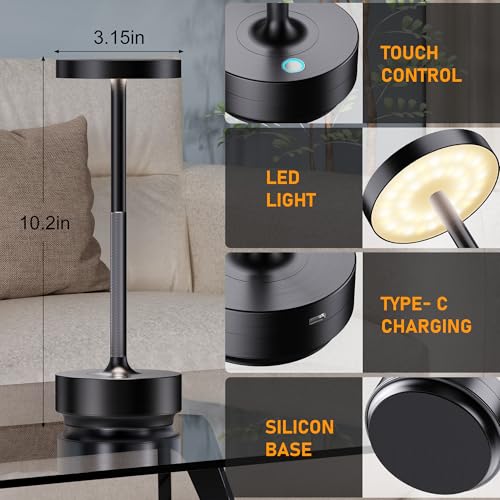 LED Cordless Table Lamp Rechargeable (2 Count)