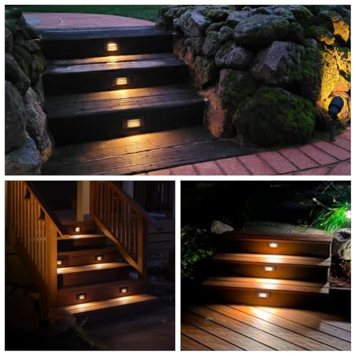 12V 3W Surface Mount Low Voltage LED Step Light with Horizontal Louvered Faceplate for Steps Decks Pathway Yard Stairs Fences (2 Count)