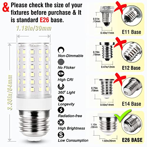 E26 100W Replacement LED Candelabra Corn Bulbs 6000K White (4 Count)