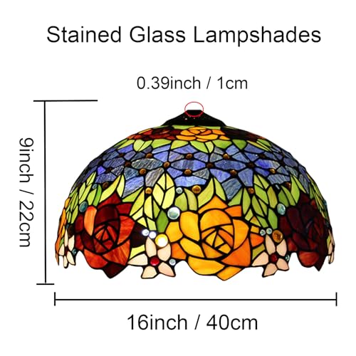 Tiffany Style 16 Inch Stained Glass Lamp Shade Replacement