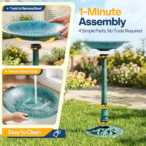 Bird Bath with Solar Fountain for Outside
