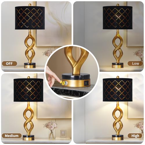 30" Black and Gold Table Lamp for Living Room