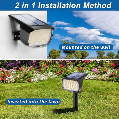 Solar Spot Lights Outdoor Waterproof Spotlights 12 Pack Warm White (12 Count)