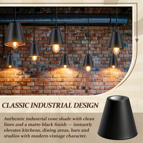 4 Pcs Black Cone Industrial Replacement Lamp Shades (4 Count)