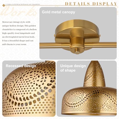 Vintage 2 Light Pendant Light Fixtures Modern Gold Hanging Lamps