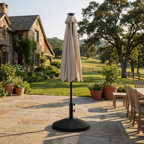 10Ft Electric Patio Umbrella With Remote And LED Light