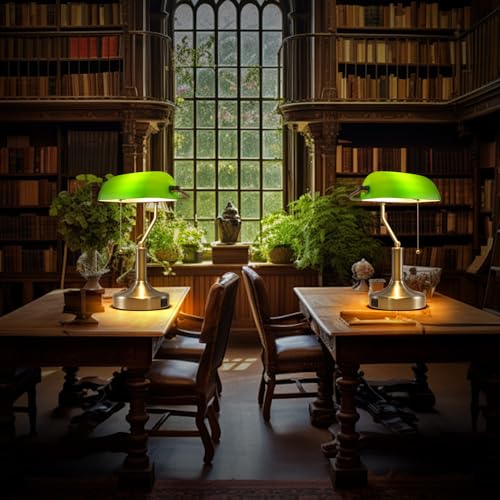 Banker Desk Lamp Green Glass