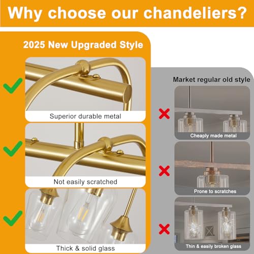 38" Gold Dining Room Light Fixture