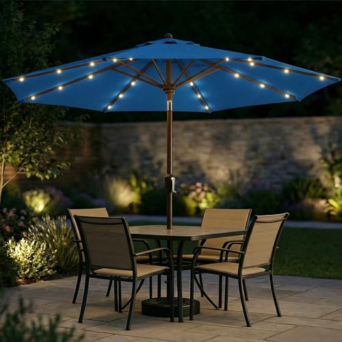 10FT Solar Patio Umbrella with Lights