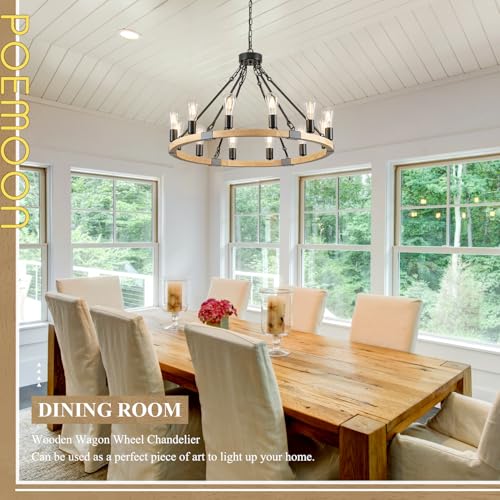 Natural Wooden Wagon Wheel Chandelier 12