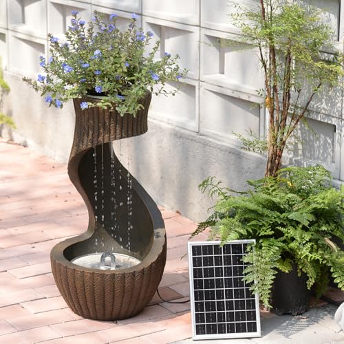 26.77" Tall Solar Water Fountain Outdoor Waterfall Feature