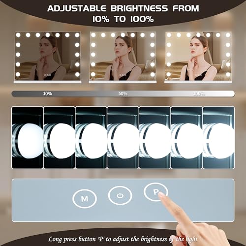 Vanity Mirror with Lights Lighted Makeup Mirror with 15 Dimmable LED Bulbs