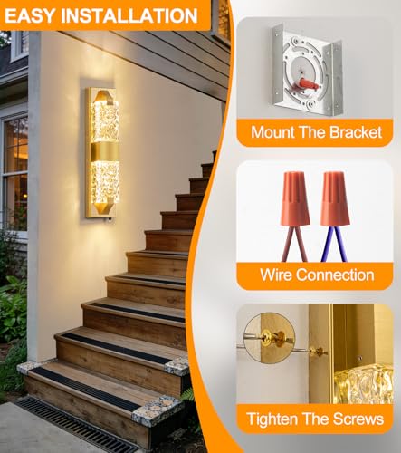 18.5" Gold Outdoor Wall Light Fixture