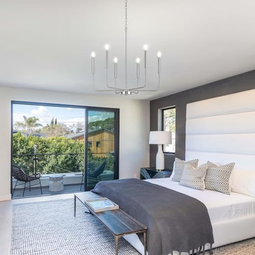 Modern Brushed Nickel Chandelier for Dining Room