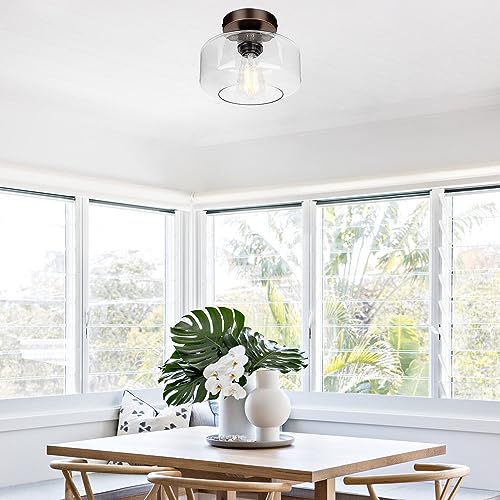 Industrial Semi Flush Mount Ceiling Light Oil Rubbed Bronze