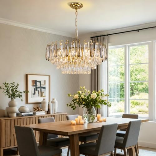 Gold Round Crystal Chandelier