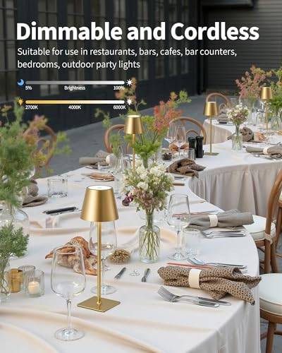 Gold Cordless Table Lamps Set of 2 (2 Count)