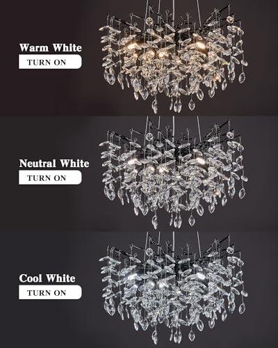 Modern Tree Branch Crystal Chandelier Luxury Blacl Crystal Pendant Lighting 23.6" Contemporary 8