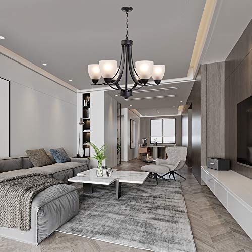 Contemporary Chandeliers 6 Light Black Modern Pendant Light Rustic Vintage Dining Room Lighting Fixtures Hanging