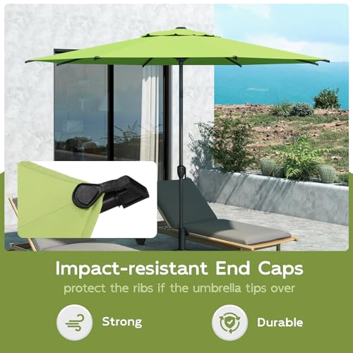 9FT Lyon Outdoor Patio Umbrella Outdoor Table Umbrella with Crank Market Umbrella 8 Sturdy Ribs UV Protection Waterproof and Push Button Tilt for Garden Deck Backyard Pool