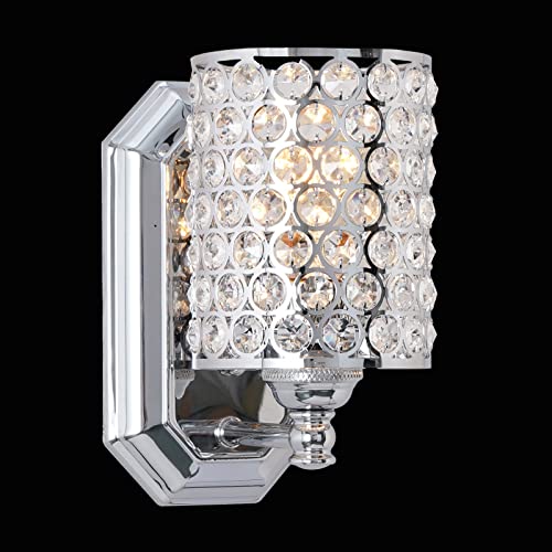 Crystal Wall Sconce Chrome Dry&Wet Dual Use 2 Pack 1 Light UL Certified (2 Count)