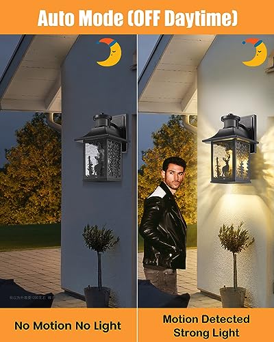 Motion Sensor Outdoor Wall Light Dusk to Dawn Porch Light Wall Mount