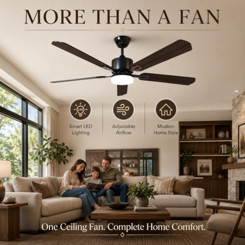 42 Inch Ceiling Fans with Lights and Remote Control (Black / 42 inches)