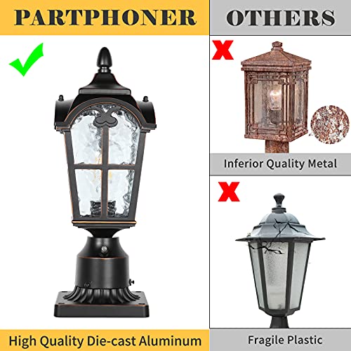 Hardwired 120V Dusk to Dawn Outdoor Post Light Black Roman