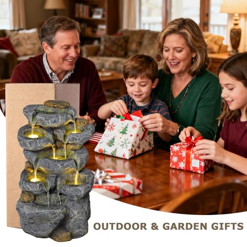 24" Tall Solar Powered Water Fountain Cascading Rock Waterfall (5 Count)