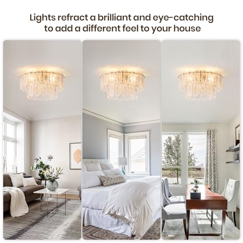 Crystal Caged Ceiling Fan with Light Flush Mount (20inch Gold Crystal Caged Ceiling Fan with Light)