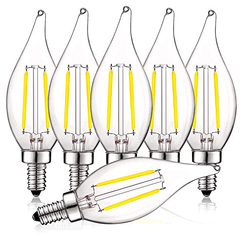 4W Vintage Candelabra LED Bulbs Dimmable (6 Count)