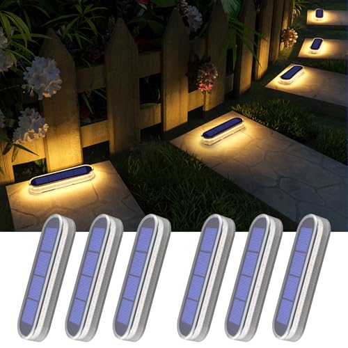 Stick on Solar Deck Step Dock Stair Lights for Outside Solar Powered (6 Count)