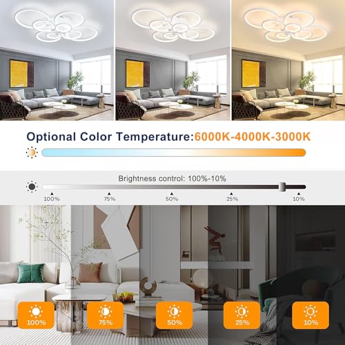Modern LED Ceiling Lights Fixture Dimmable Flush Mount White Acrylic 8