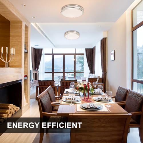 13.01inch LED Flush Mount Ceiling Light Fixture Remote Dimmable Matte Black (2 Count)