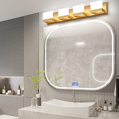 Gold Vanity Lights for Bathroom Modern LED 4 Lights Bathroom Vanity Lights Up and Down Wall Light Fixtures 6000K