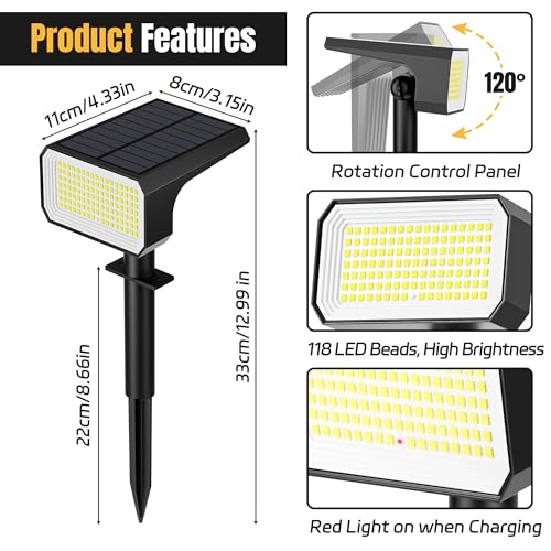 Solar Spot Lights Outdoor Waterproof (6 Count)
